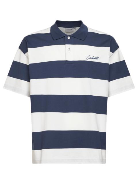 Carhartt Blue and white S/S Delray striped polo shirt