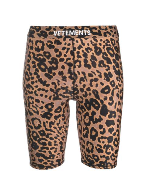 leopard-print logo-print shorts