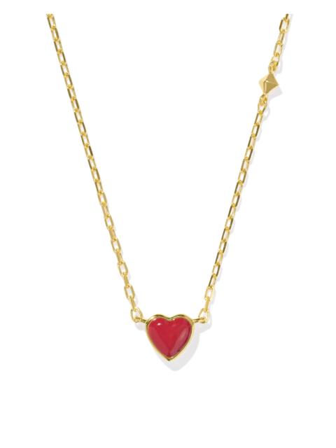 KENDRA SCOTT Enamel 18k Gold Vermeil Heart Pendant Necklace in Red Enamel