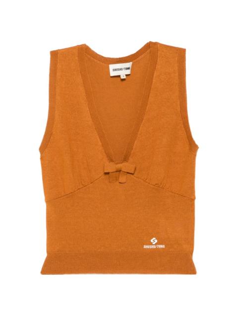 SHUSHU/TONG bow-detail knitted tank top