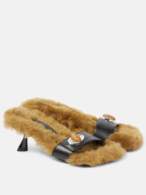 CHRISTOPHER ESBER Turnlock shearling-trimmed mules