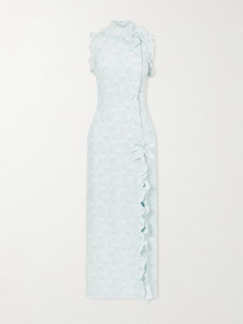 Alessandra Rich Printed Silk Midi Dress