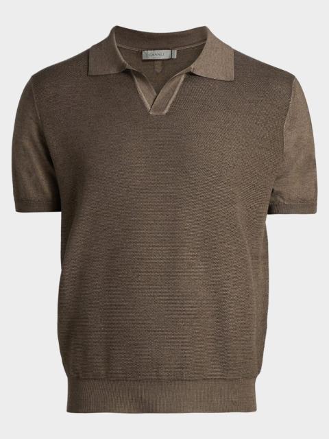 Canali Men's Textured Wool Polo Shirt