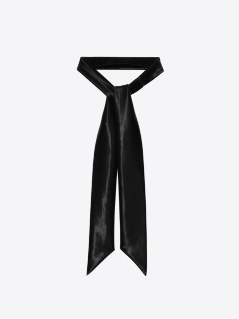 SAINT LAURENT glossy lavallière tie in velvet-effect technical fabric