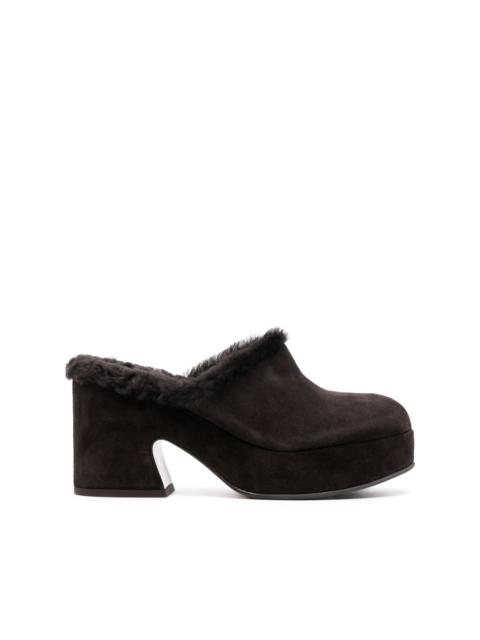 85mm fur-lining suede mules