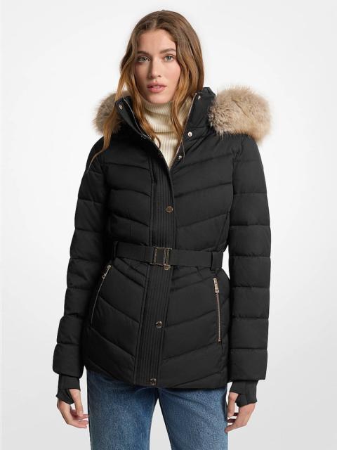 MICHAEL KORS Faux Fur Trim Packable Quilted Puffer Jacket