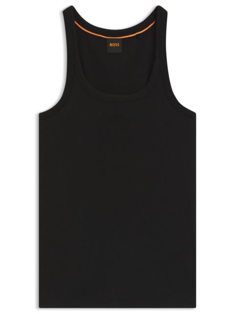 BOSS LOGO-EMBROIDERY TANK TOP IN STRETCH COTTON