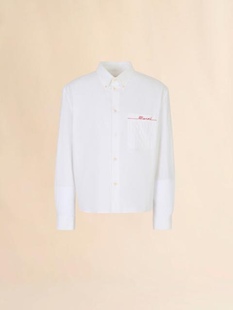 Marni WHITE COTTON OXFORD SHIRT WITH STRIPED POCKET