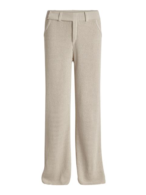 AYA MUSE Vena Low-Rise Knit Cotton-Blend Pants tan