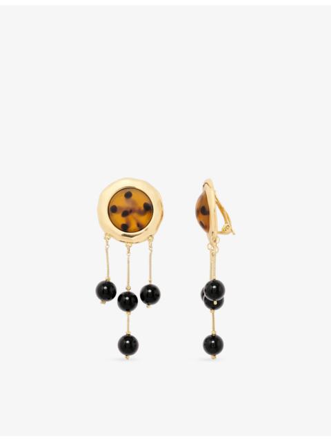 The Kooples Beaded Brass Drop Earrings
