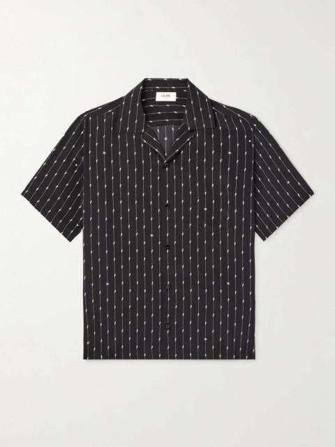 CELINE Convertible-Collar Printed Crepe Shirt