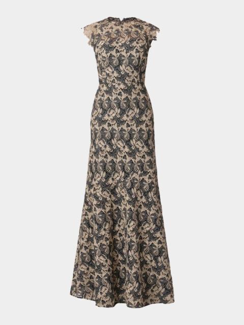 Shoshanna Raven Shimmer Lace Mermaid Gown