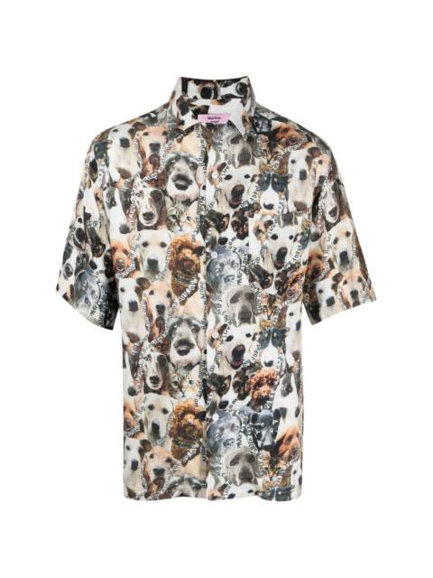 pet-print short-sleeved shirt