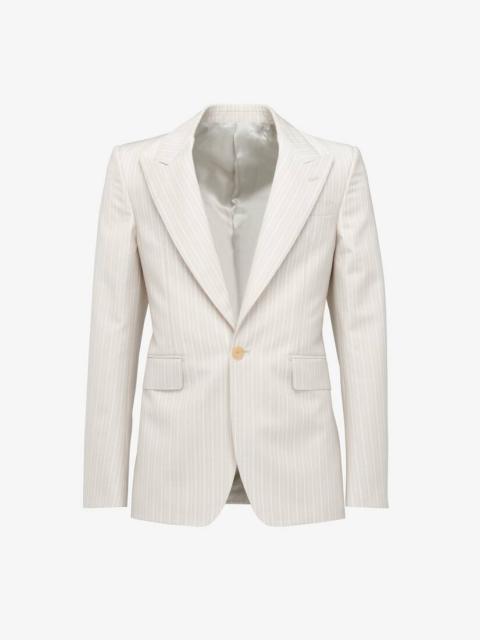 Alexander McQueen Men's Neat Shoulder Single-breasted Jacket in Ice Grey