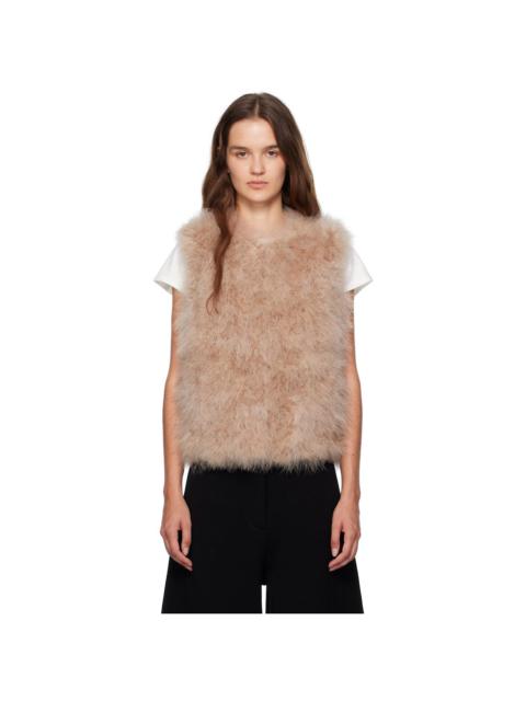 Yves Salomon Beige Cropped Feather Vest
