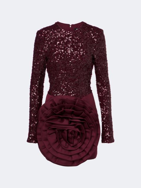 ROTATE Floral-appliqué sequined minidress