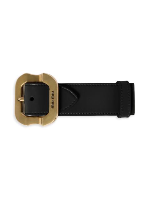 Miu Miu Women's Leather Bracelet with Buckle - Black