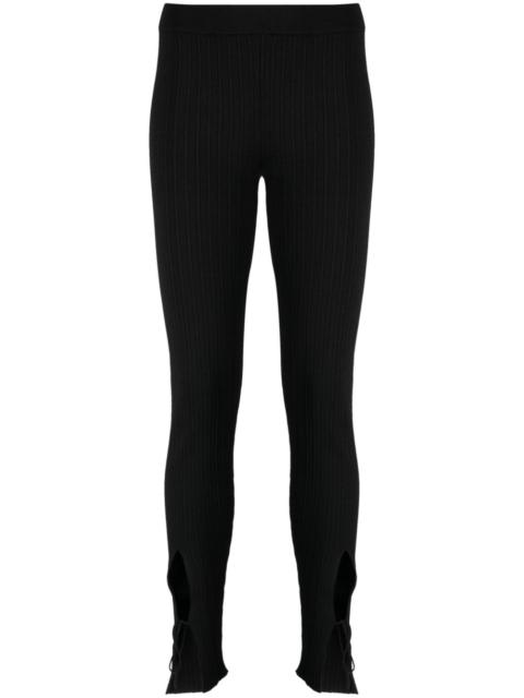 pinstriped lace-up trousers