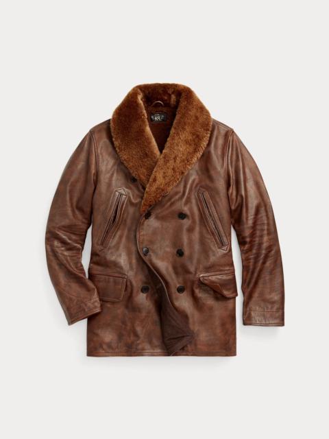 RRL by Ralph Lauren Shearling-Collar Leather Ranch Coat