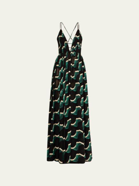 Adonis Printed Open-Back Maxi Dress