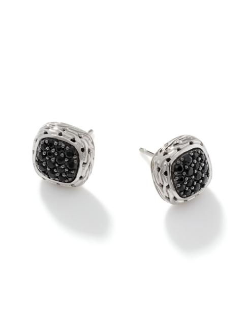 JOHN HARDY John Hardy Carved Chain Stud Earrings, Sterling Silver, Black Sapphire in Silver/black Sapphire at N