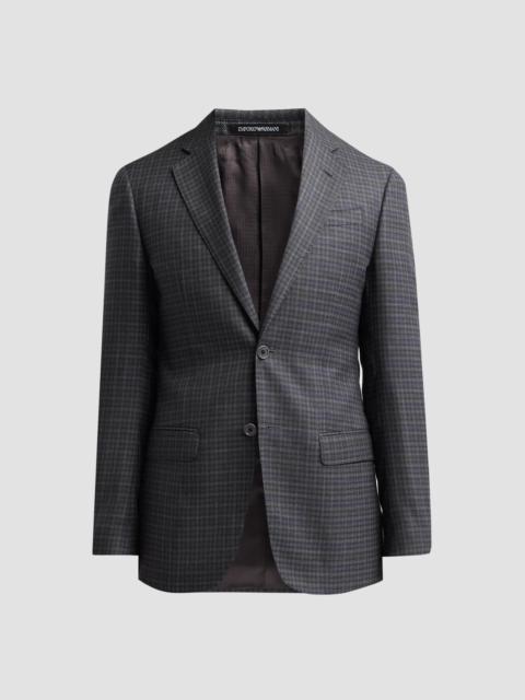 EMPORIO ARMANI Men's Blur Box Checked Wool Sport Coat - Multi Check Pattern