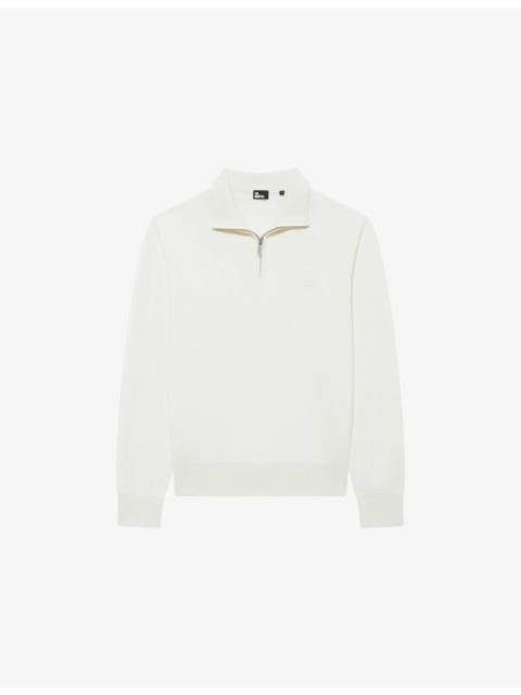 The Kooples Half-Zip Brand-Embroidered Wool-Blend Sweatshirt
