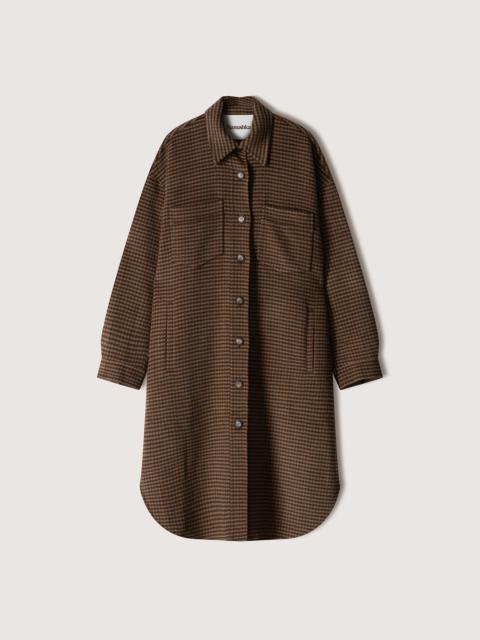 Nanushka CRUZA - Checked wool and silk-blend coat - Camel - rust gray