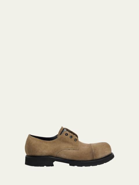 BALENCIAGA Men's Truck Suede Cap-Toe Derby Shoes