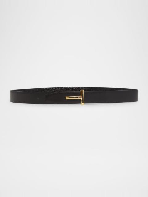 TOM FORD Reversible T-Logo Leather Belt