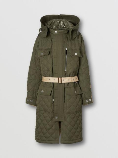 Detachable Hood Quilted Ramie Cotton Parka