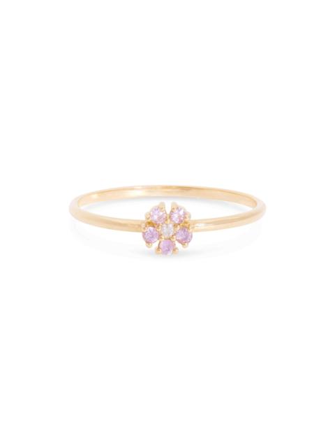STONE AND STRAND Pink Sapphire Flower Ring