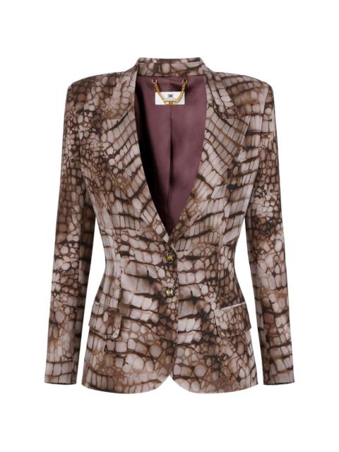 ELISABETTA FRANCHI alligator-print single-breasted jacket
