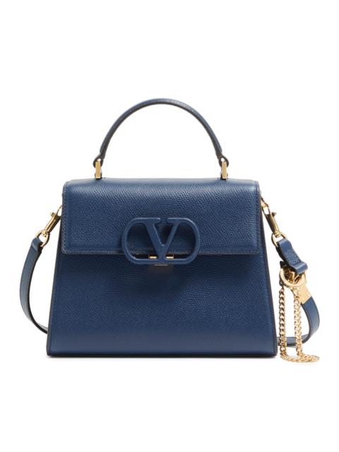 Valentino Women's Small V-Sling Grainy Calfskin Handbag - Blue
