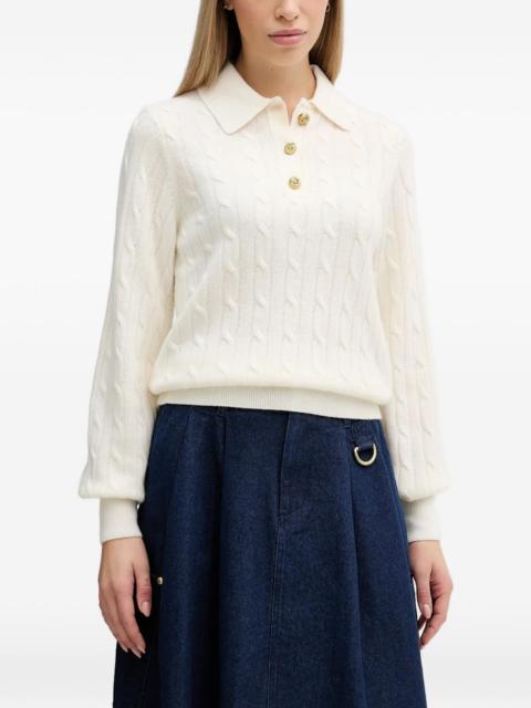 Barbour Evie cable-knit button polo top