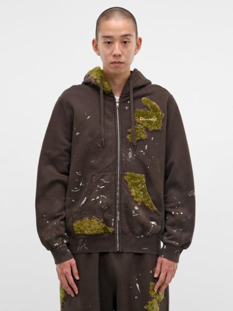 doublet Brown Grass Embroidery Zip Hoodie