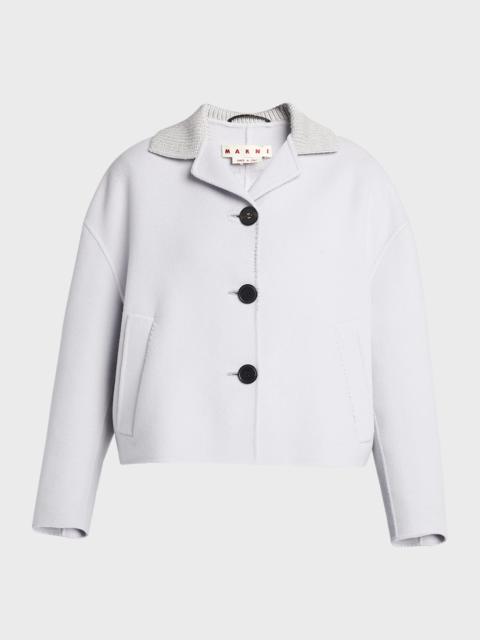 Single-Breasted Brushed Wool-Cashmere Jacket