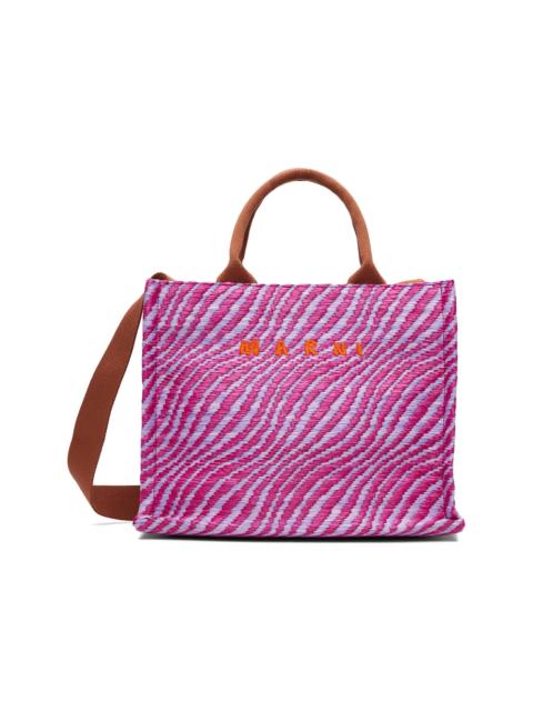 Marni Pink Raffia-Effect Small Tote