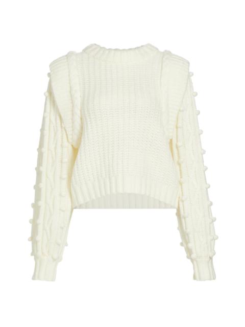FARM RIO Women's Shaker-Stitch Cropped Sweater - Off White