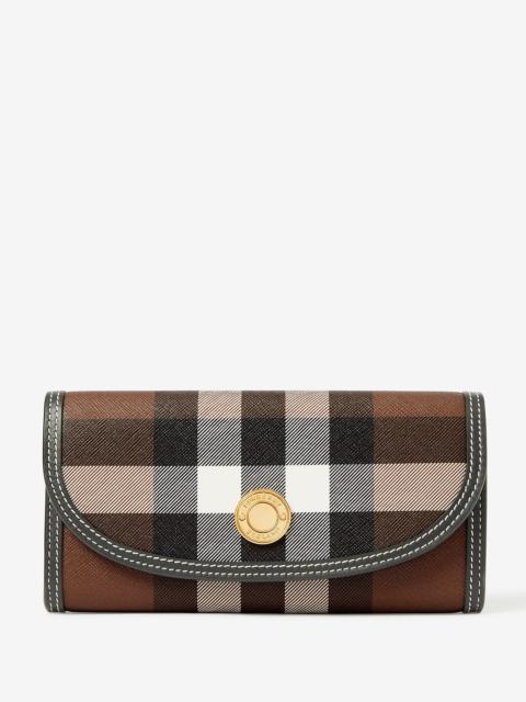 Burberry Check and Leather Continental Wallet