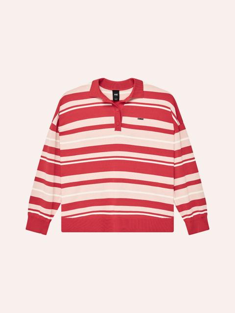 P.E NATION STRATA RUGBY KNIT IN STRAWBERRY STRIPE