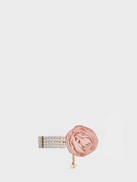 Blumarine METAL CHOKER WITH PEARL STRANDS AND 3D ROSE