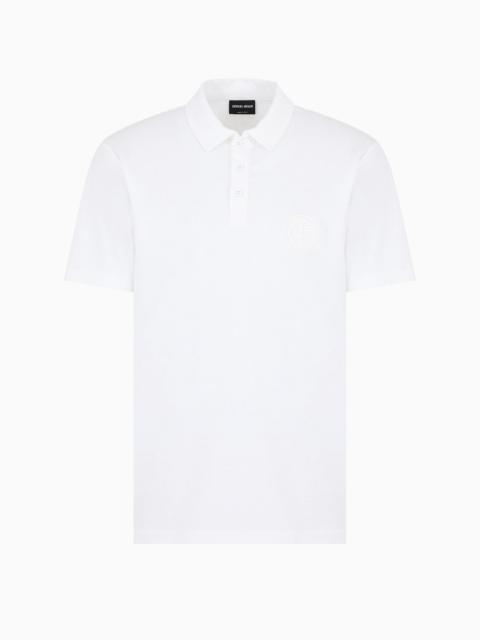 GIORGIO ARMANI Short-sleeved polo shirt in cotton interlock