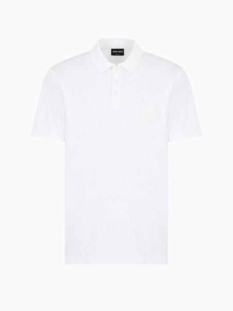 Short-sleeved polo shirt in cotton interlock