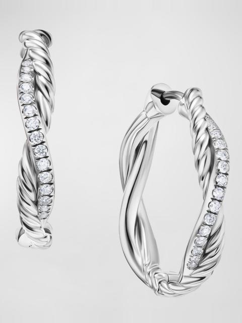 DAVID YURMAN Petite Infinity Hoop Earrings in Silver with Diamonds, 4mm, 0.68"L