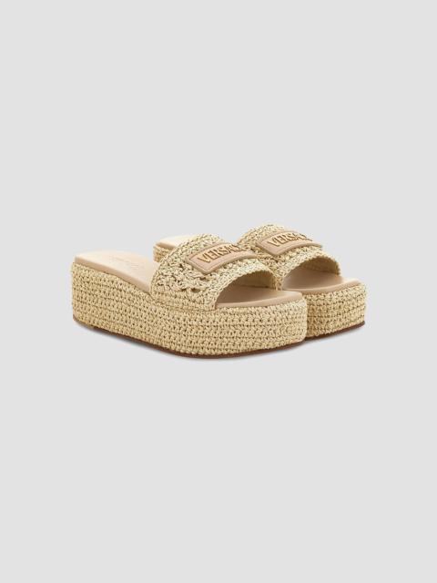 VERSACE Women's 55MM Leather Espadrille Mules - Natural Ambrer Gold