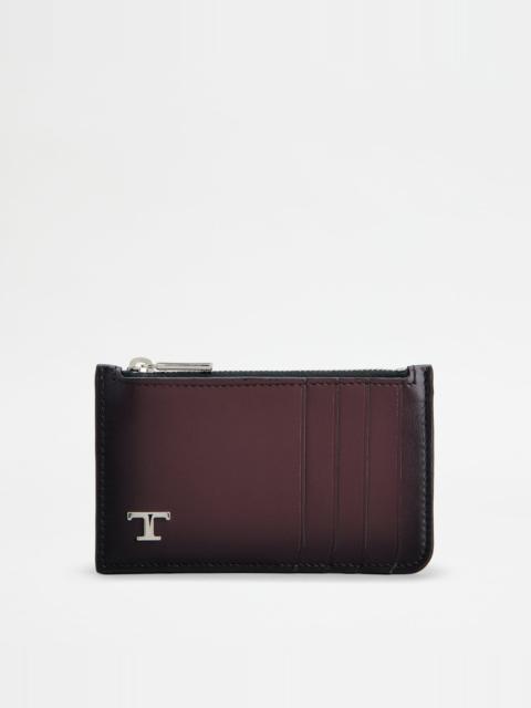 Tod's CREDIT CARD HOLDER IN LEATHER - BURGUNDY