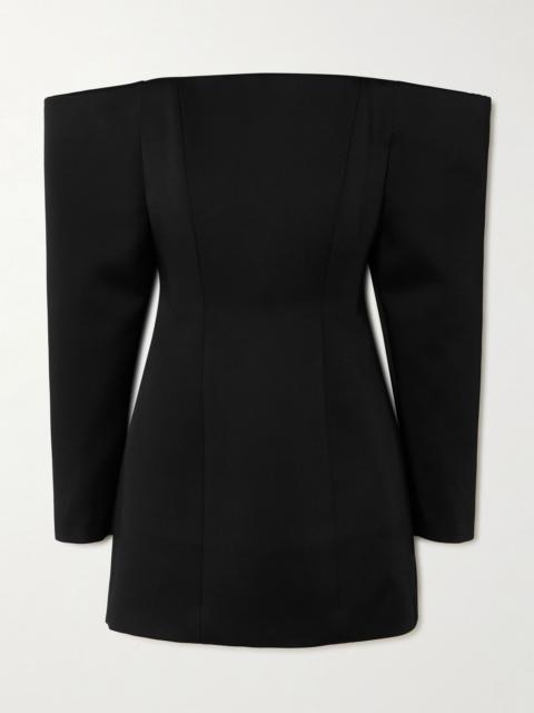 Stella McCartney Off-the shoulder stretch-satin mini dress Black