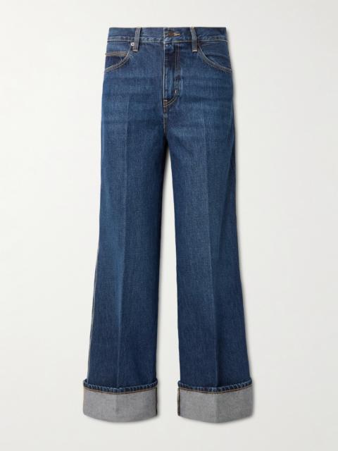 FRAME The Cuffed Wide Mid-rise Wide-leg Jeans