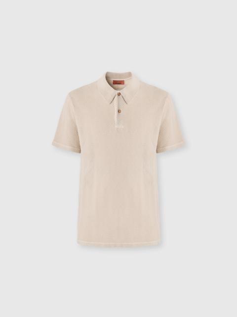 Missoni Cotton and viscose polo shirt with tone-on-tone zigzag motif